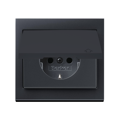 Розетка із з/к та кришкою Berker K.1 антрацит