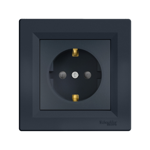 Розетка с заземлением и со шторками SE Asfora EPH2900271 антрацит