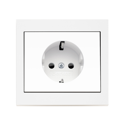 Розетка із з/к та захистом від дітей Berker K.1 полярна білизна