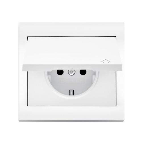 Розетка із з/к та кришкою Berker K.1 полярна білизна
