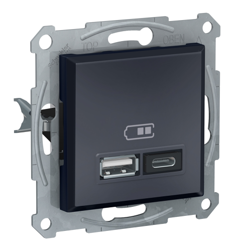 Розетка USB тип А+С 2,4А Schneider Electric SE Asfora EPH2700371 антрацит