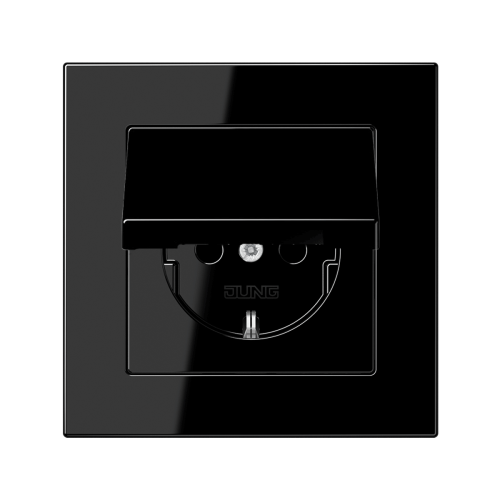 Розетка із з/к та кришкою Jung A550 чорний