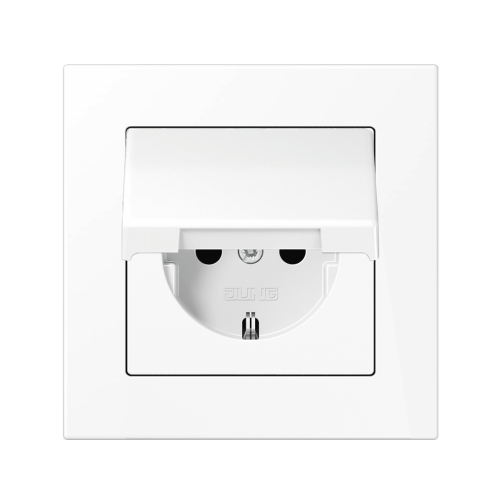Розетка із з/к та кришкою Jung A550 білий матовий