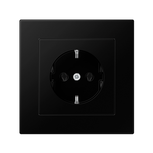 Розетка с з/к Jung A550 черный матовый