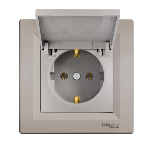Розетка с заземлением и с крышкой SE Asfora EPH3100169 бронза
