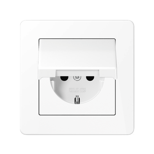 Розетка із з/к та кришкою Jung A-Flow білий матовий