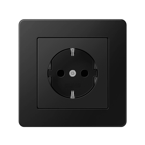 Розетка с з/к и защитой от детей Jung A-Flow черный матовый