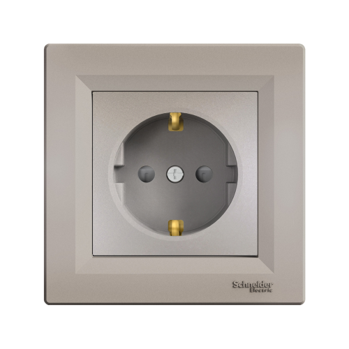 Розетка с заземлением и со шторками SE Asfora EPH2900269 бронза