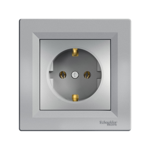 Розетка із заземленням SE Asfora EPH2900161 алюміній