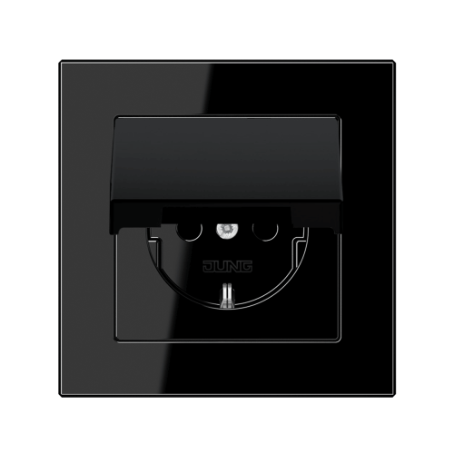 Розетка із з/к та кришкою Jung A-Creation чорний