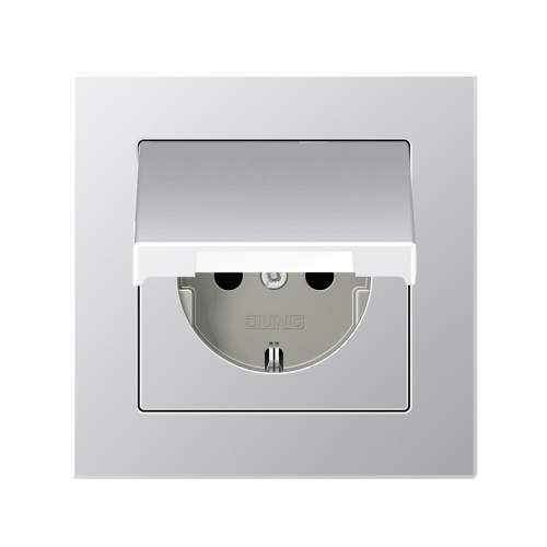Розетка із з/к та кришкою Jung A-Creation алюміній