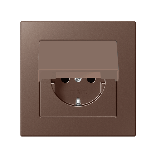 Розетка с з/к и крышкой Jung A-Creation мокко