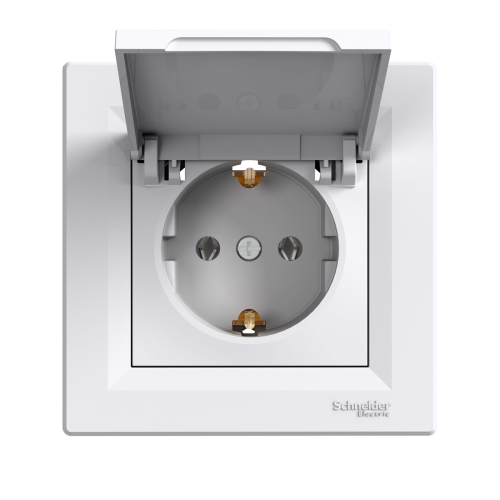 Розетка з кришкою з заземлювальним контактом SE Asfora EPH3100121 білий
