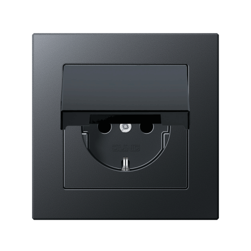 Розетка с з/к и крышкой Jung A-Creation антрацит матовый