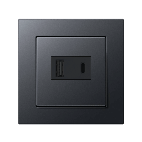 Розетка USB Jung A-Creation антрацит матовый