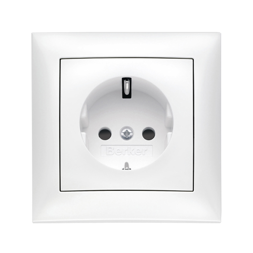 Розетка із заземлювальним контактом з захисними шторками Berker S.1 полярна білизна