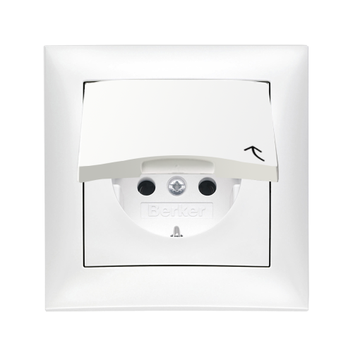 Розетка з кришкою з заземлювальним контактом Berker S.1 полярна білизна