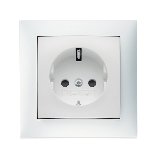 Розетка с з/к и защитой от детей Berker S.1 полярная белизна matt