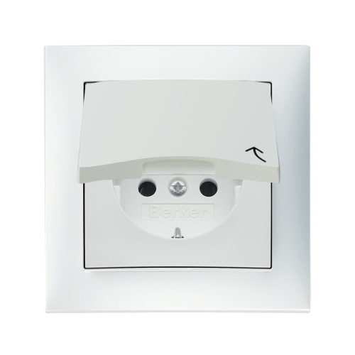 Розетка с з/к и крышкой Berker S.1 полярная белизна matt