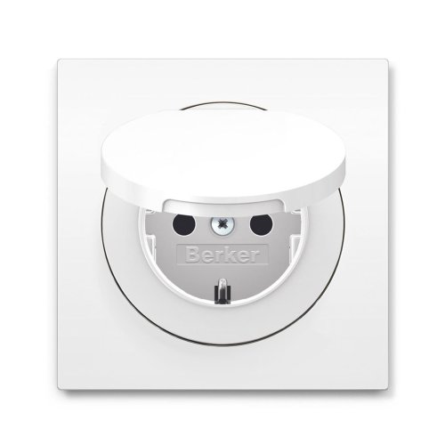 Розетка із з/к та кришкою Berker R.3 полярна білизна