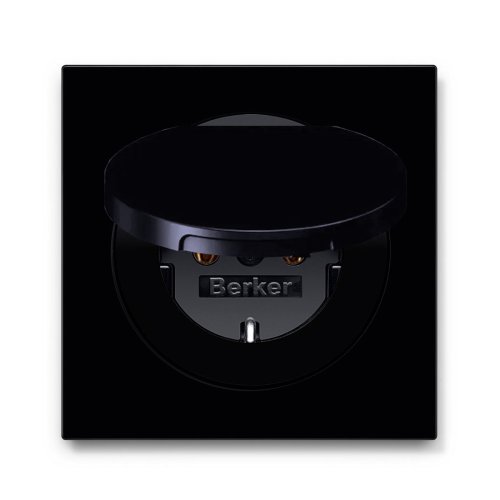 Розетка с з/к и крышкой Berker R.3 чёрный