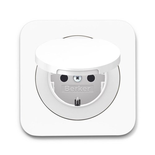 Розетка с з/к и крышкой Berker R.1 полярная белизна