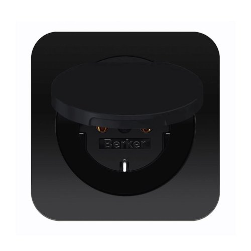 Розетка с з/к и крышкой Berker R.1 чёрный
