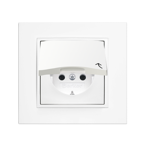 Розетка із з/к та кришкою Berker B.7 полярна білизна