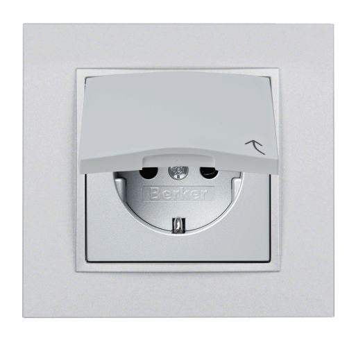 Розетка із з/к та кришкою Berker B.7 алюміній