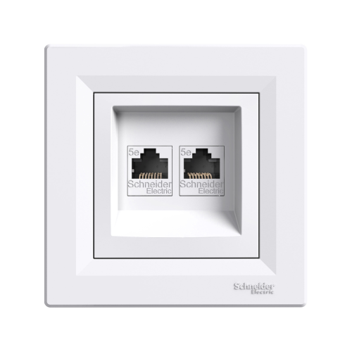Розетка комп'ютерна 2-я RJ45 кат.5Е SE Asfora EPH4400121 білий