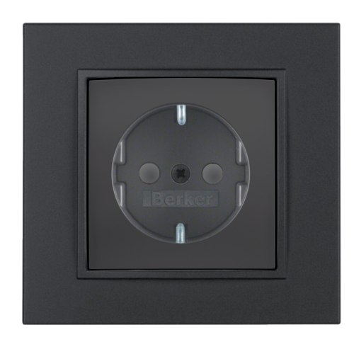 Розетка с з/к и защитой от детей Berker B.7 антрацит