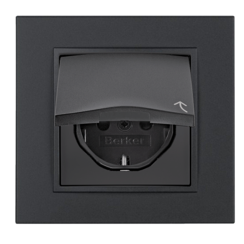 Розетка із з/к та кришкою Berker B.7 антрацит