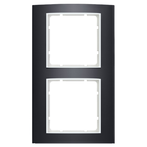 Рамка горизонтальна 2-м Berker B.3 чорна / полярна білизна
