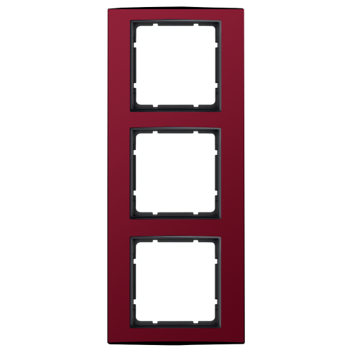 Рамка горизонтальна 3-м Berker B.3 червона / антрацит