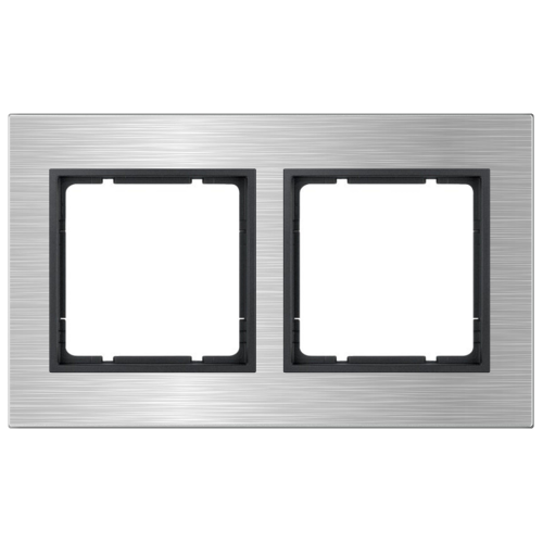 Рамка горизонтальна 2-м Berker B.7 нержавіюча сталь / антрацит