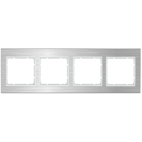 Рамка горизонтальна 4-м Berker B.7 нержавіюча сталь / полярна білизна