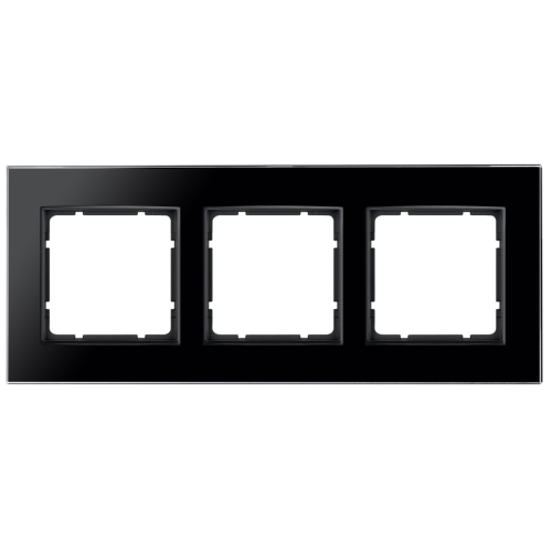 Рамка горизонтальна 3-м Berker B.7 скляна чорного кольору