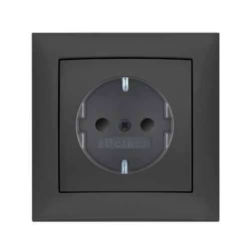Розетка із заземлювальним контактом з захисними шторками Berker S.1 антрацит