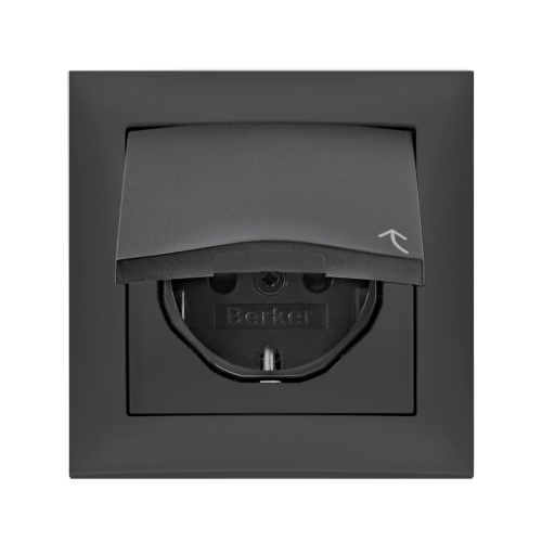 Розетка з кришкою з заземлювальним контактом Berker S.1 антрацит