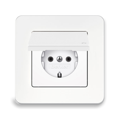 Розетка із з/к та кришкою Berker Q.7 полярна білизна