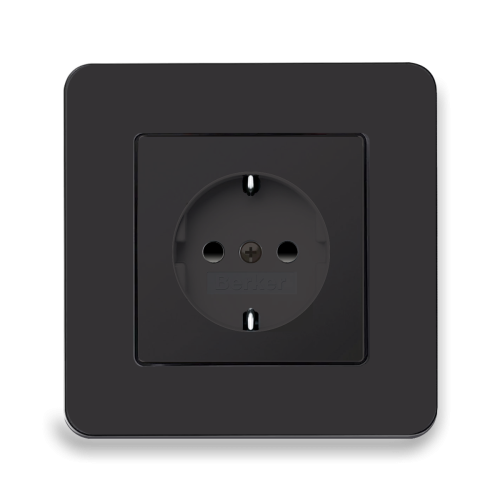 Розетка із з/к та захистом від дітей Berker Q.7 антрацит
