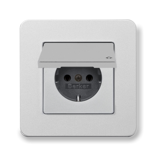 Розетка із з/к та кришкою Berker Q.7 алюміній