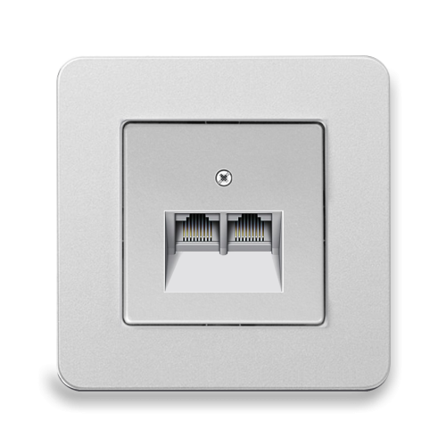 Комп'ютерна розетка 2-а Berker Q.7 алюміній