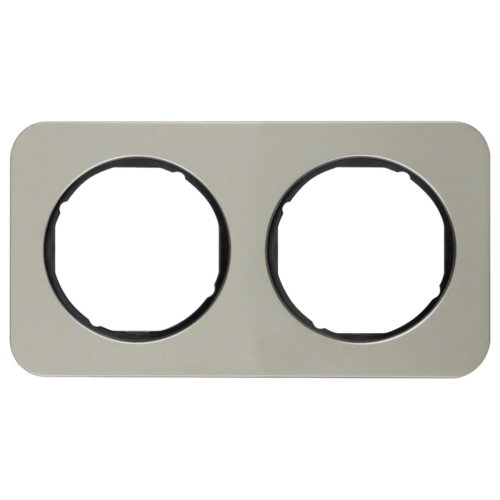 Рамка горизонтальна 2-м Berker R.1 нержавіюча сталь / чорний