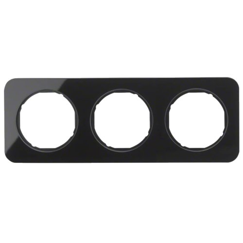 Рамка горизонтальна 3-м Berker R.1 стекло / чёрный