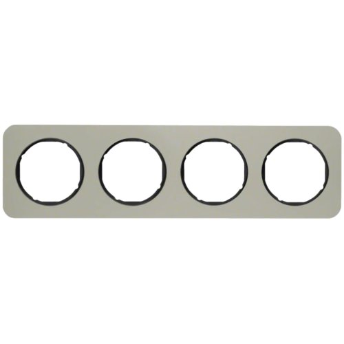 Рамка горизонтальна 4-м Berker R.1 нержавіюча сталь / чорний