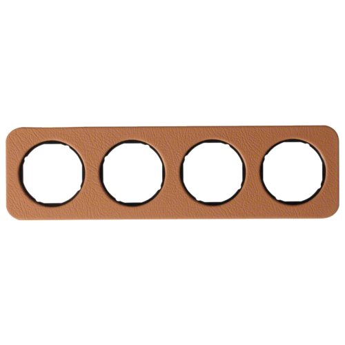 Рамка горизонтальная 4-я Berker R.1 коричневая кожа / чёрный