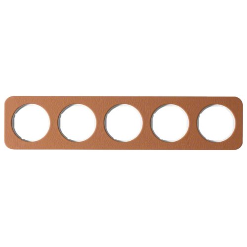 Рамка горизонтальная 5-я Berker R.1 коричневая кожа / полярная белизна