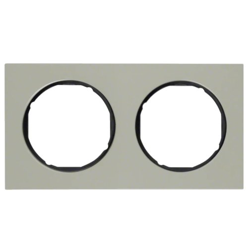 Рамка горизонтальна 2-м Berker R.3  нержавіюча сталь / чорний