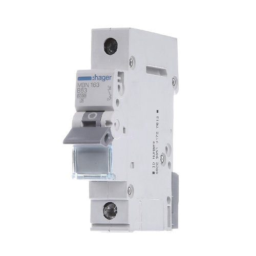 Автоматичний вимикач 1P 63А, B, 6kA,  MBN163 Hager